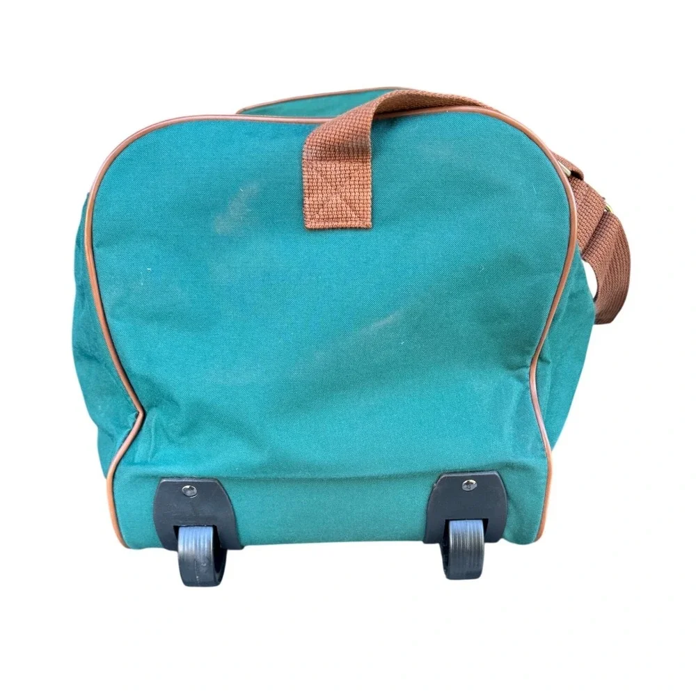 Polo Ralph Lauren Rolling Duffle Bag Green Canvas Vintage Travel Luggage Large